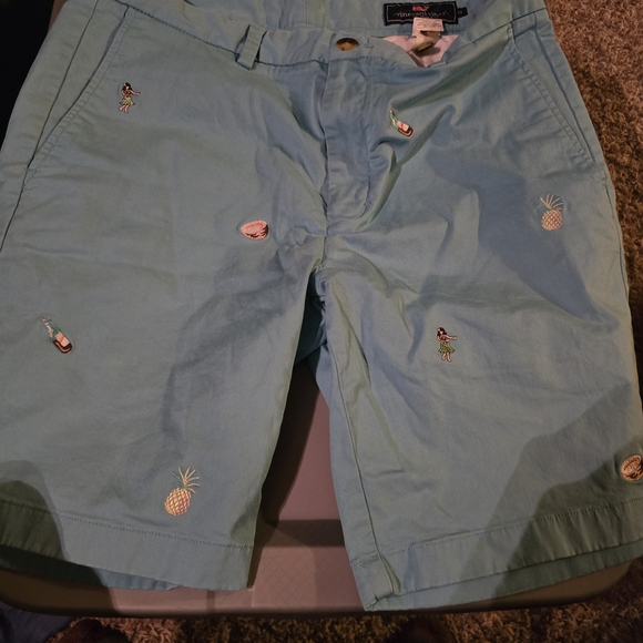 Vineyard Vines Aqua Embroidered Men's Shorts - Picture 1 of 3